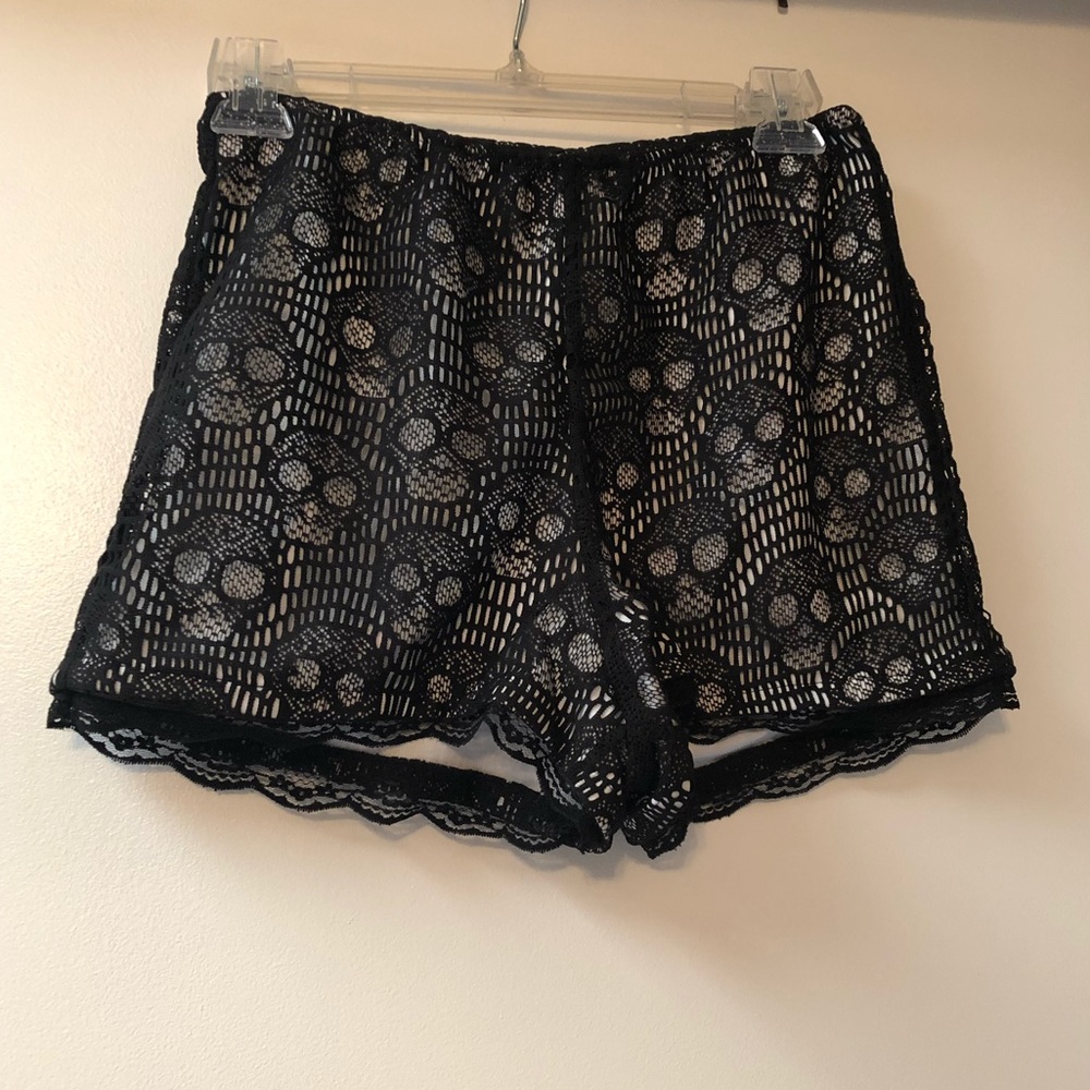 Black Skeleton Lace Shorts